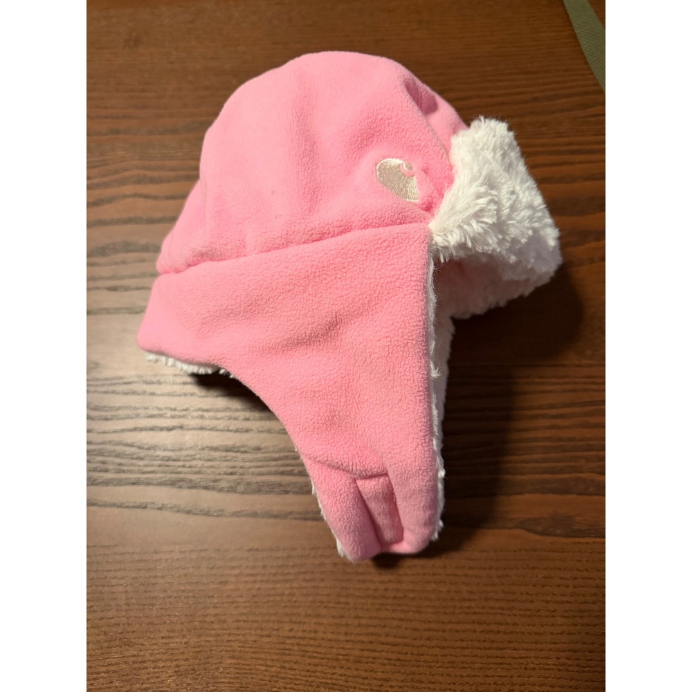 Carhartt Pink Fleece Trapper Hat Infant Toddler Faux Fur Lined Ear Flap Beanie